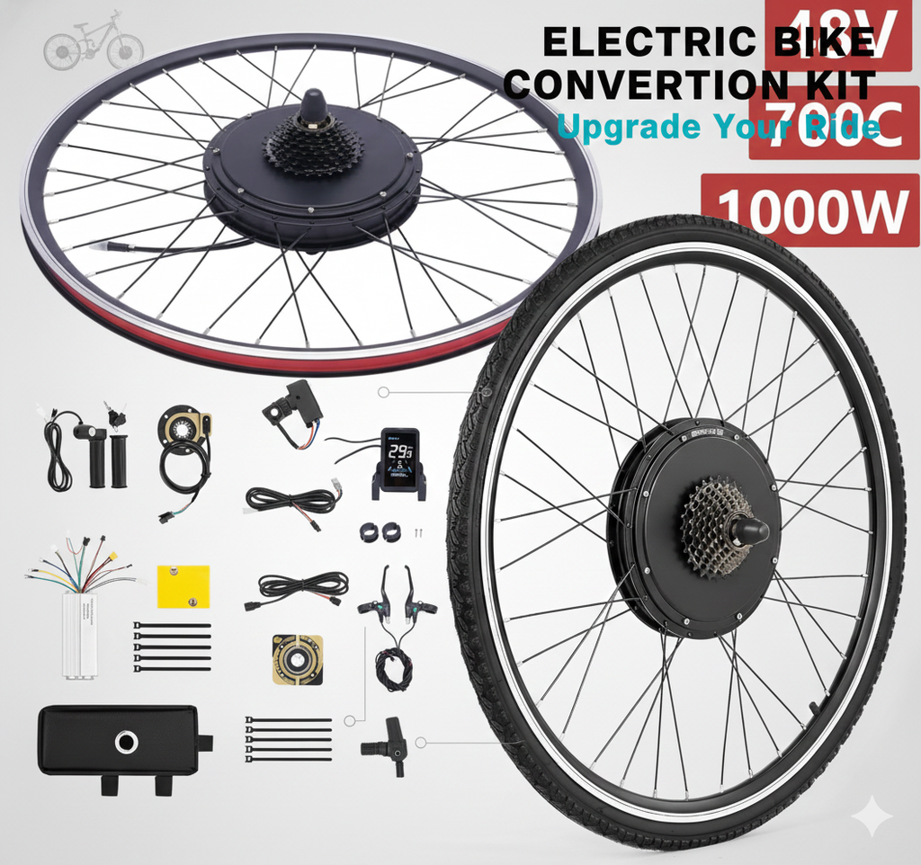 Kit di conversione per bicicletta elettrica 1000 Watt per ruota posteriore, senza brushless