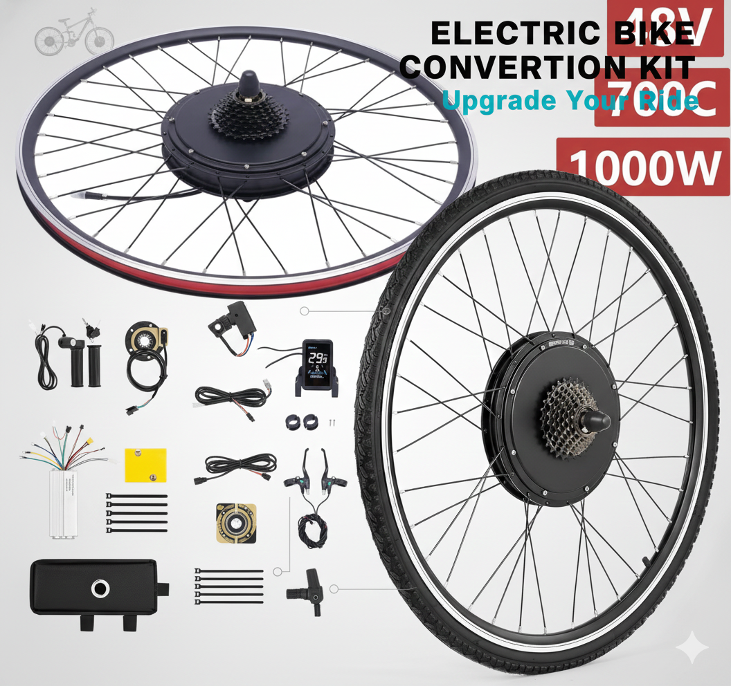 Kit di conversione per bicicletta elettrica 1000 Watt per ruota posteriore, senza brushless